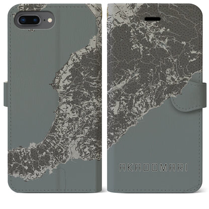 【赤泊（新潟県）】地図柄iPhoneケース（手帳タイプ）モノトーン・iPhone 8Plus /7Plus / 6sPlus / 6Plus 用