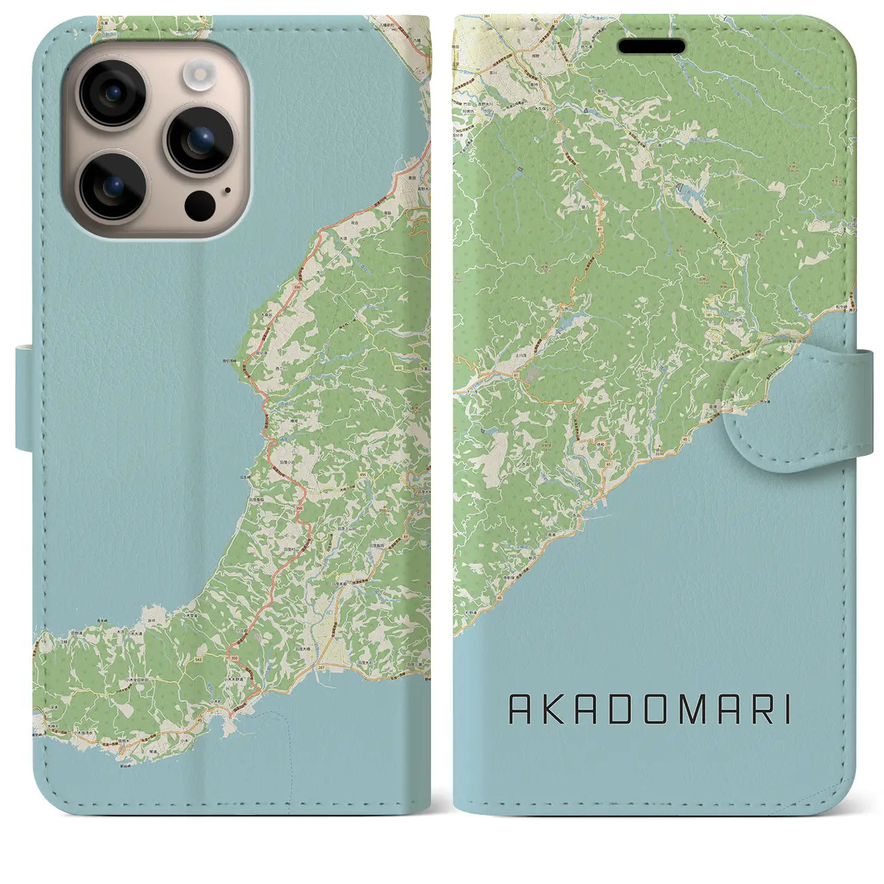 【赤泊（新潟県）】地図柄iPhoneケース（手帳タイプ）ナチュラル・iPhone 16 Plus 用