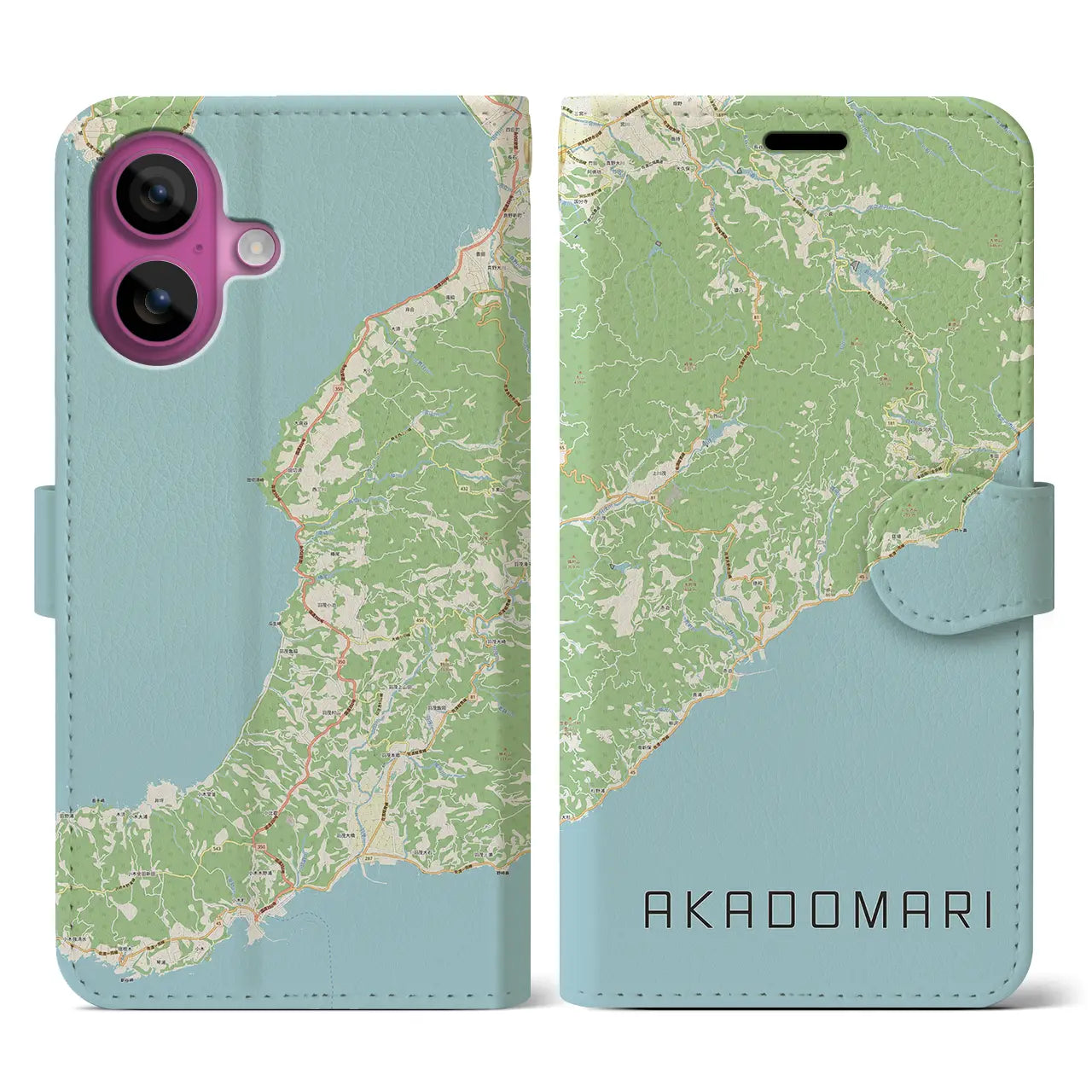 【赤泊（新潟県）】地図柄iPhoneケース（手帳タイプ）ナチュラル・iPhone 16 Pro 用