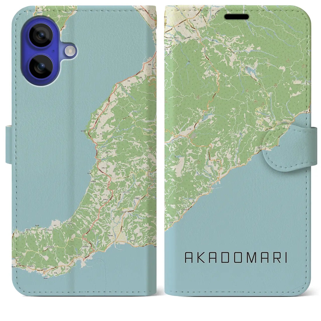 【赤泊（新潟県）】地図柄iPhoneケース（手帳タイプ）ナチュラル・iPhone 16 Pro Max 用