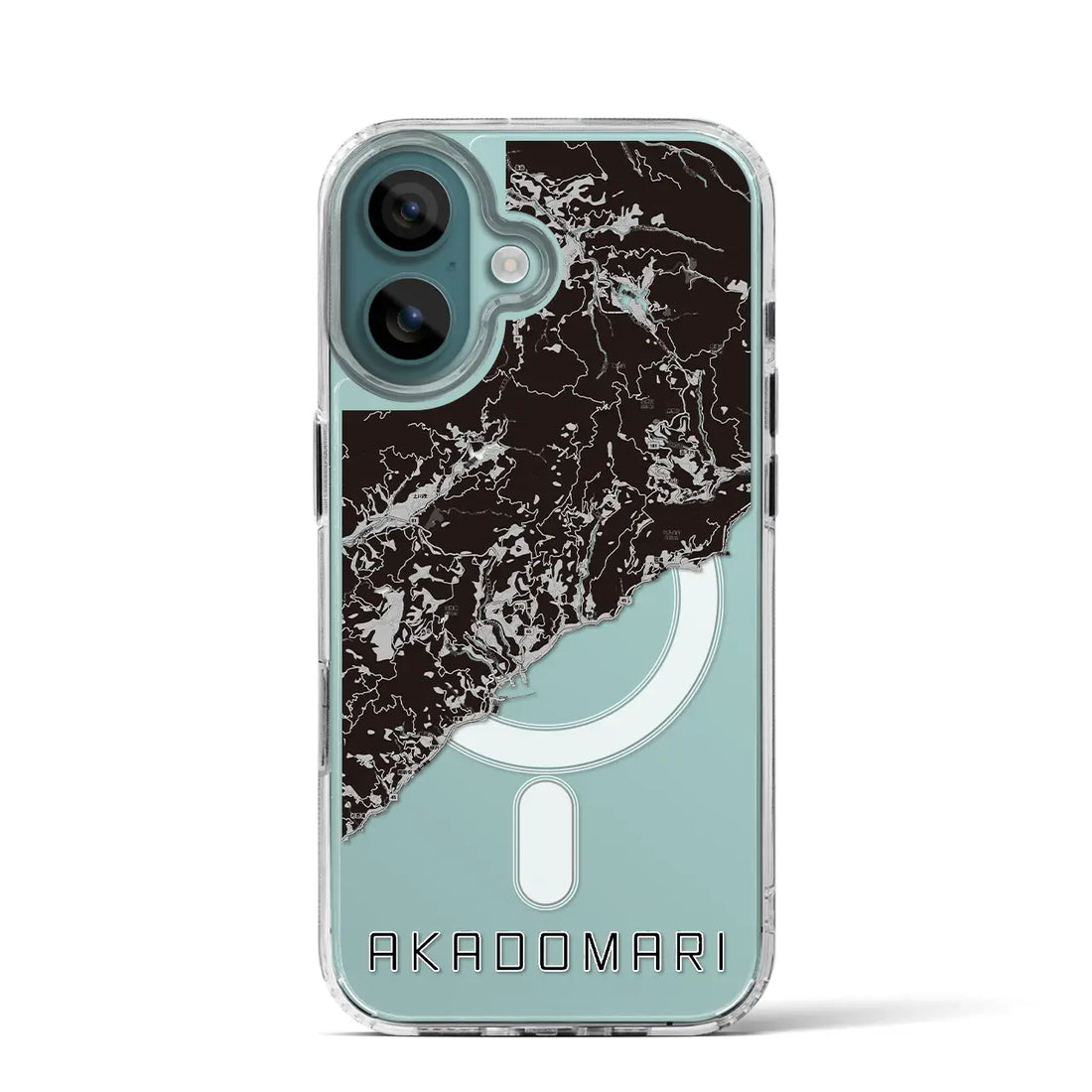 【赤泊（新潟県）】地図柄iPhoneケース（MagSafeタイプ）モノトーン・iPhone 16 Pro 用
