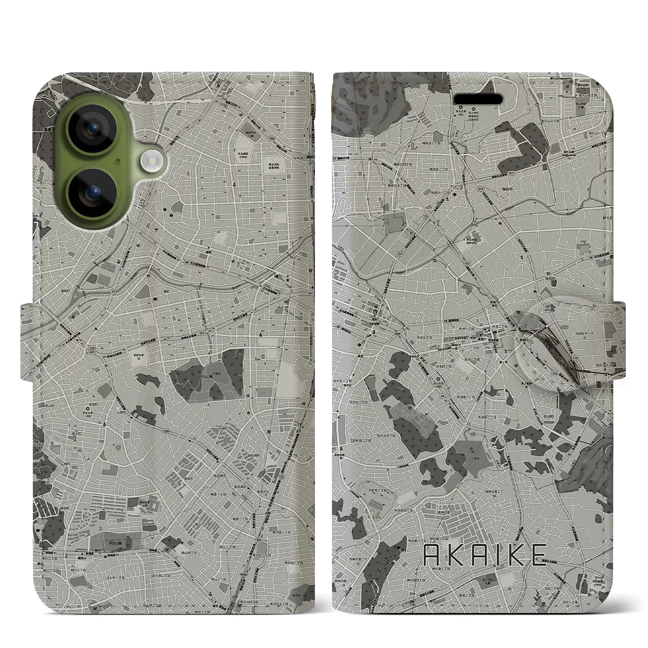 【赤池（愛知県）】地図柄iPhoneケース（手帳タイプ）