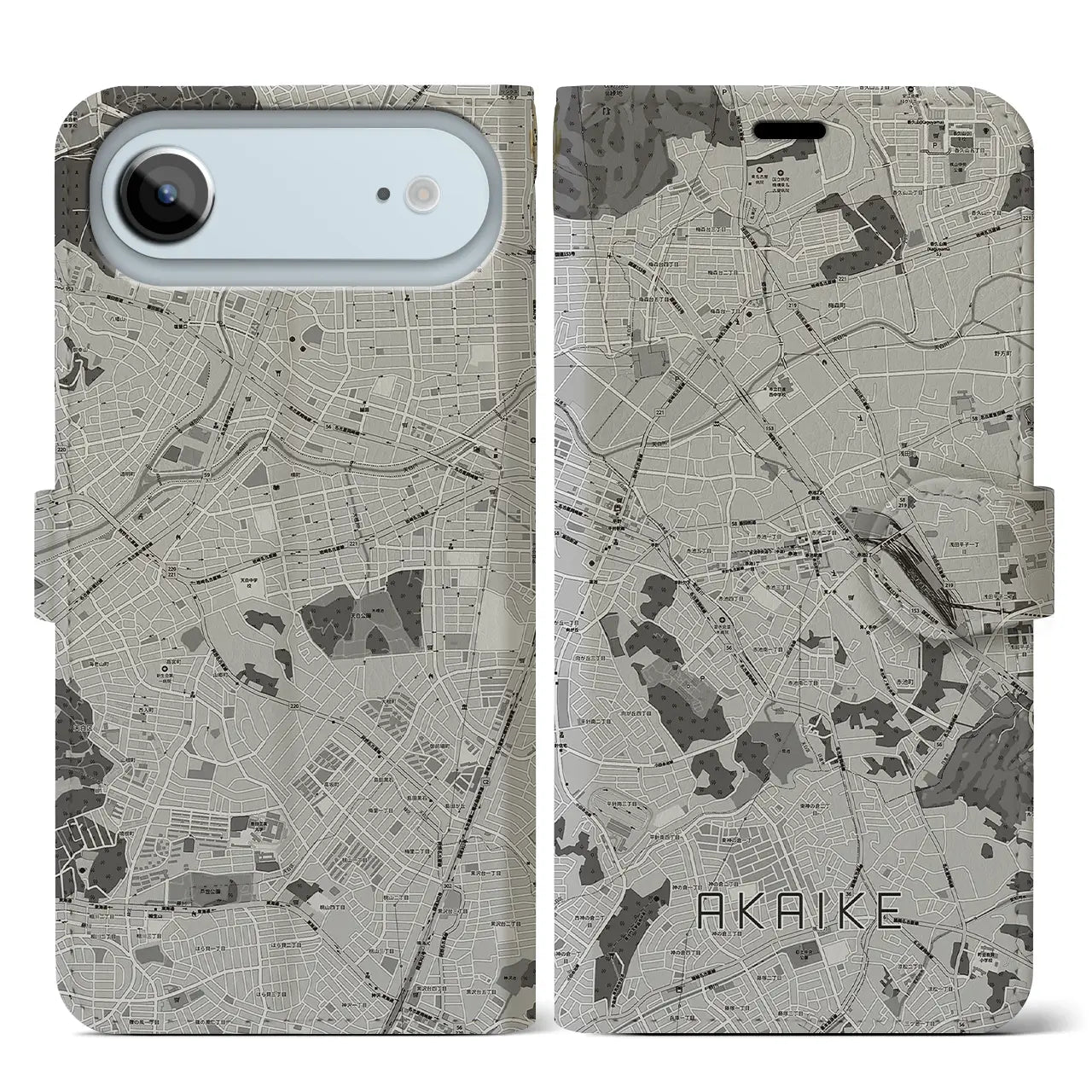 【赤池（愛知県）】地図柄iPhoneケース（手帳タイプ）