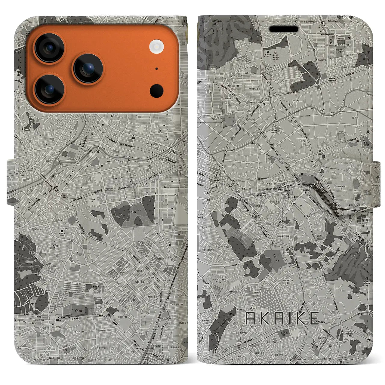 【赤池（愛知県）】地図柄iPhoneケース（手帳タイプ）