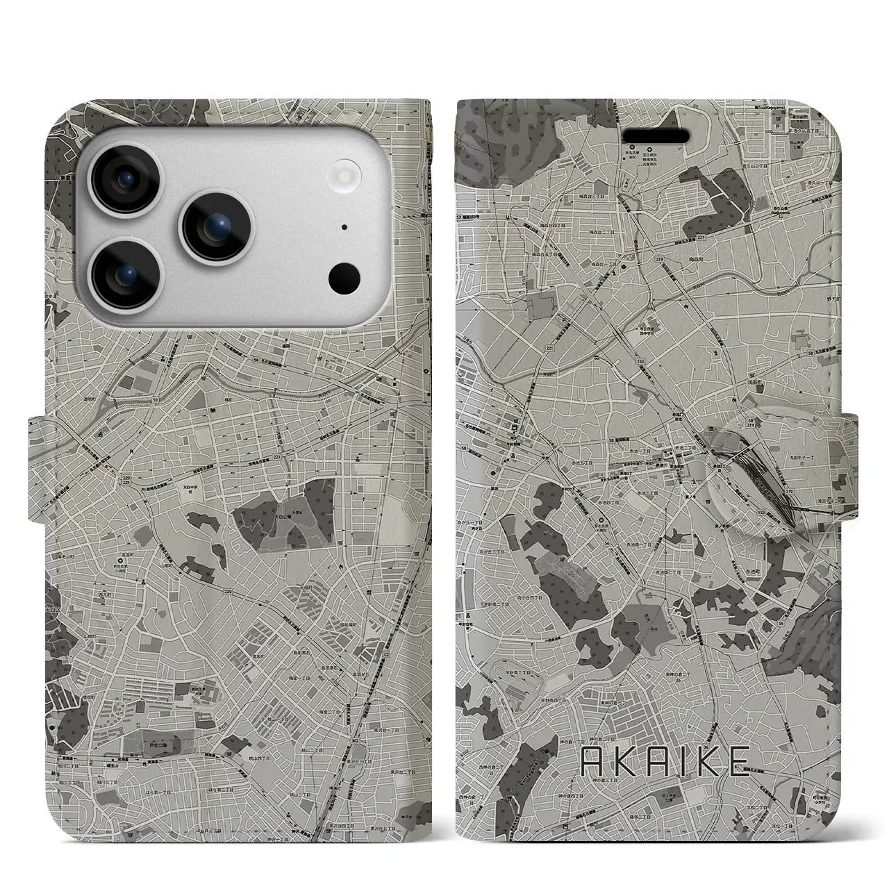 【赤池（愛知県）】地図柄iPhoneケース（手帳タイプ）