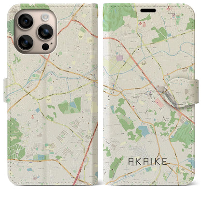 【赤池（愛知県）】地図柄iPhoneケース（手帳タイプ）ナチュラル・iPhone 16 Plus 用