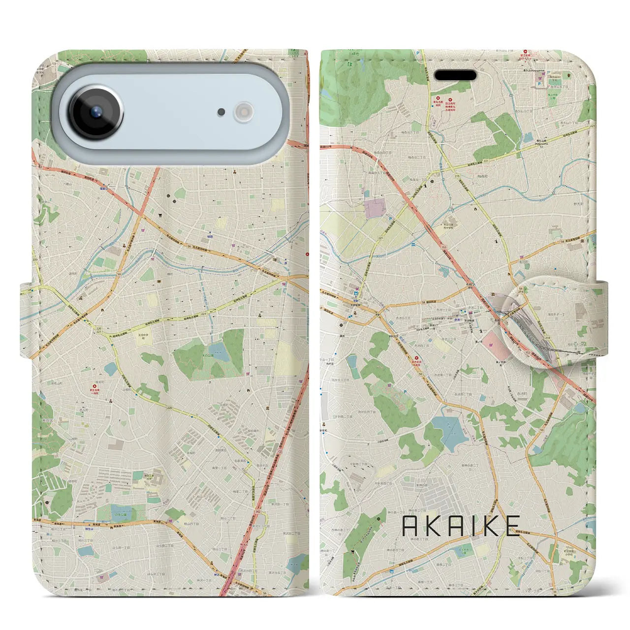 【赤池（愛知県）】地図柄iPhoneケース（手帳タイプ）