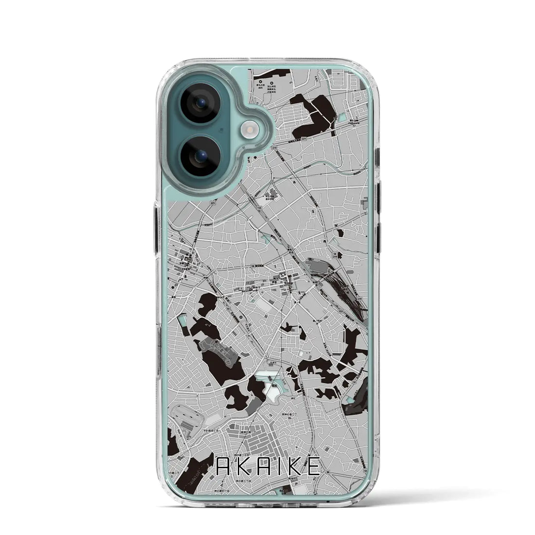 【赤池（愛知県）】地図柄iPhoneケース（MagSafeタイプ）モノトーン・iPhone 16 Pro 用