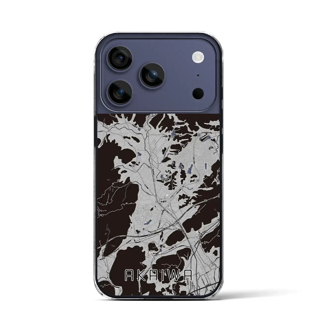 【赤磐（岡山県）】地図柄iPhoneケース（クリアタイプ）モノトーン・iPhone 17 Pro Max 用