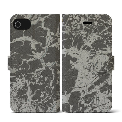 【赤磐（岡山県）】地図柄iPhoneケース（手帳タイプ）モノトーン・iPhone SE（第3 / 第2世代） / 8 / 7 / 6s / 6 用