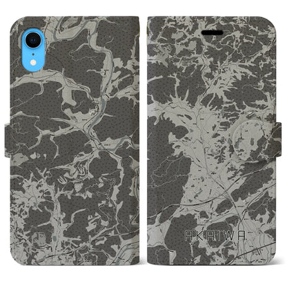 【赤磐（岡山県）】地図柄iPhoneケース（手帳タイプ）モノトーン・iPhone XR 用