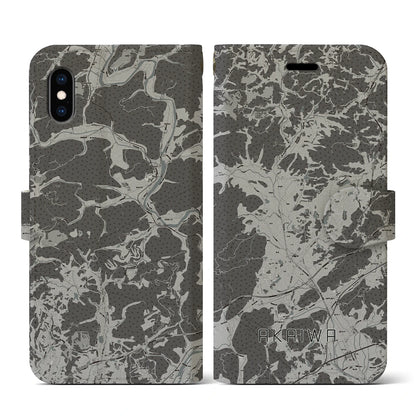 【赤磐（岡山県）】地図柄iPhoneケース（手帳タイプ）モノトーン・iPhone XS / X 用