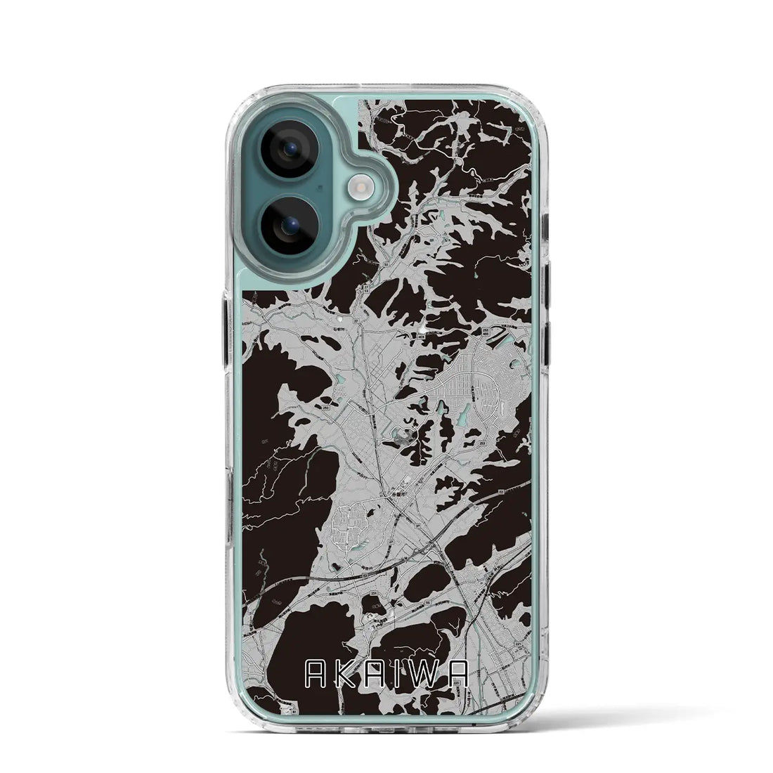 【赤磐(岡山県)】地図柄iPhoneケース(MagSafeタイプ)モノトーン・iPhone 16 Pro 用