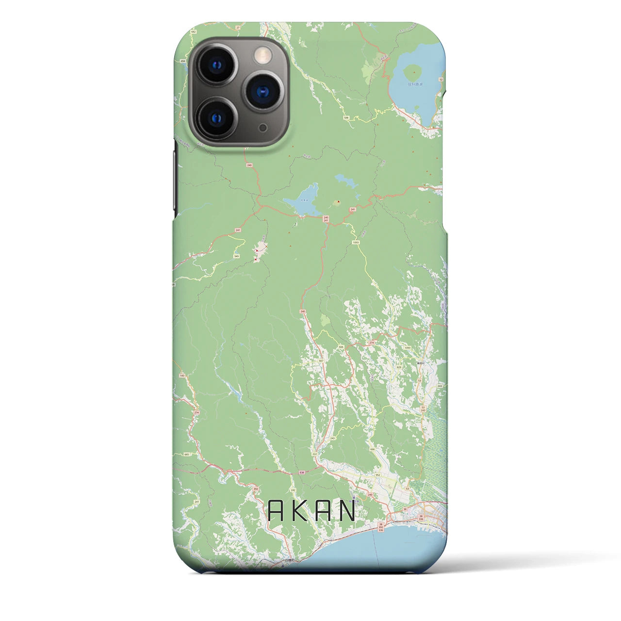 【阿寒】地図柄iPhoneケース（バックカバータイプ・ナチュラル）iPhone 11 Pro Max 用