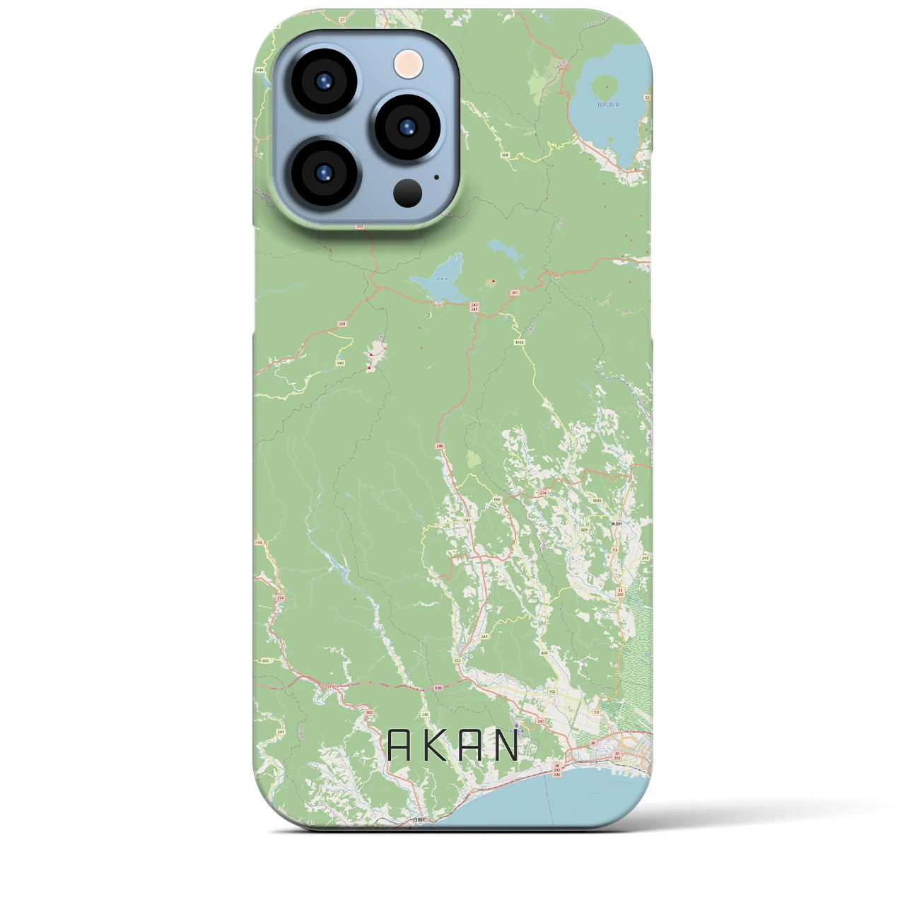 【阿寒】地図柄iPhoneケース（バックカバータイプ・ナチュラル）iPhone 13 Pro Max 用
