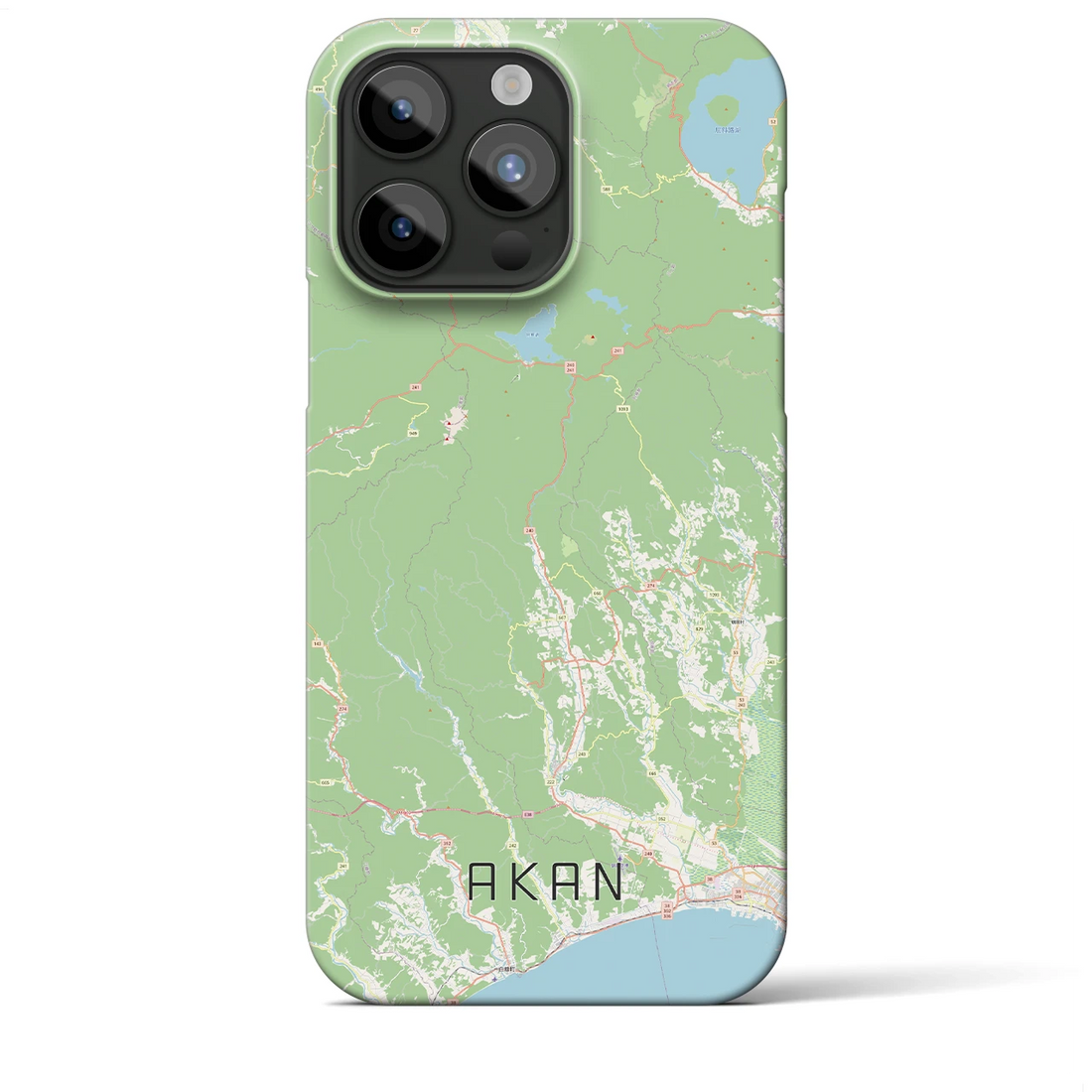 【阿寒】地図柄iPhoneケース（バックカバータイプ・ナチュラル）iPhone 15 Pro Max 用