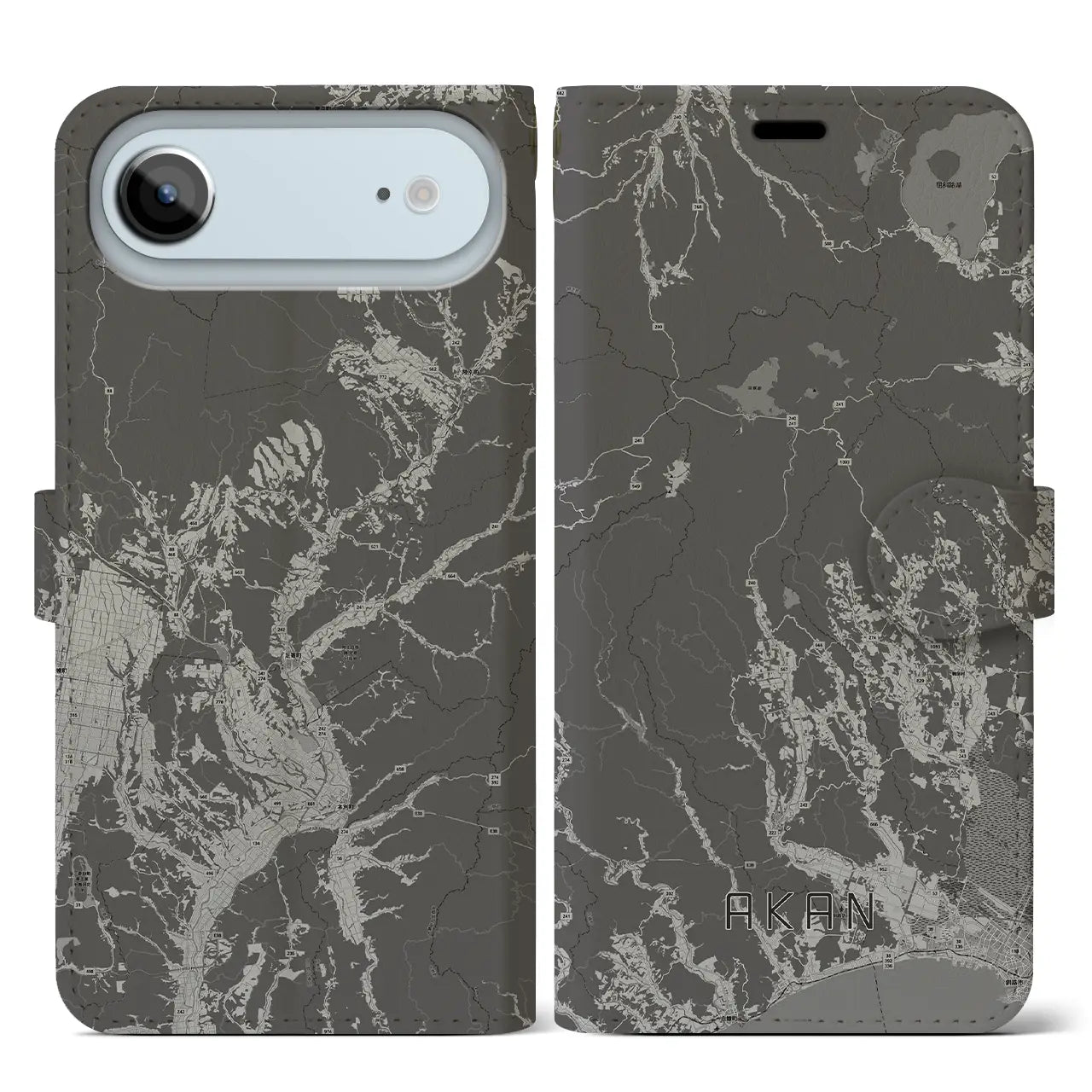 【阿寒（北海道）】地図柄iPhoneケース（手帳タイプ）