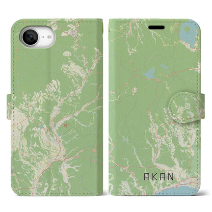 【阿寒（北海道）】地図柄iPhoneケース（手帳タイプ）