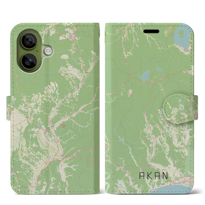 【阿寒（北海道）】地図柄iPhoneケース（手帳タイプ）