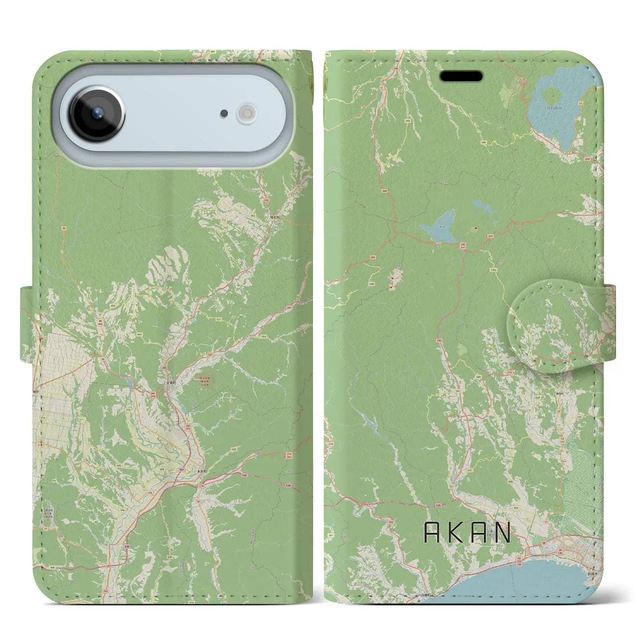 【阿寒（北海道）】地図柄iPhoneケース（手帳タイプ）