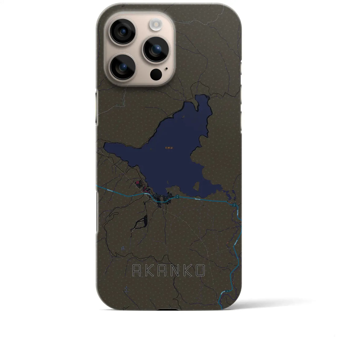 【阿寒湖(北海道)】地図柄iPhoneケース(バックカバータイプ)