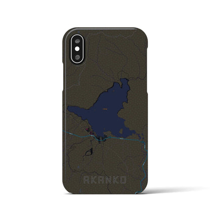 【阿寒湖（北海道）】地図柄iPhoneケース（バックカバータイプ）