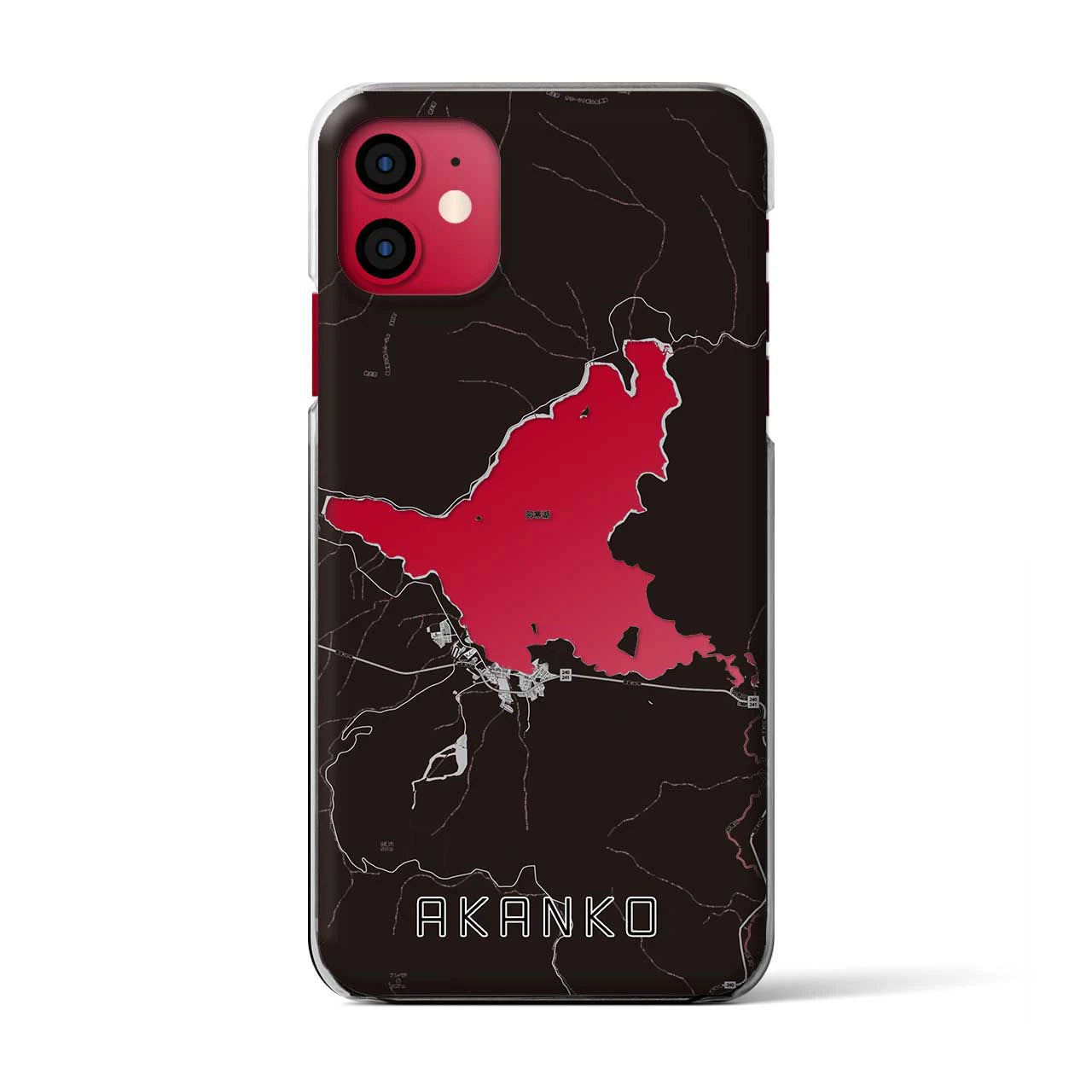 【阿寒湖（北海道）】地図柄iPhoneケース（クリアタイプ）
