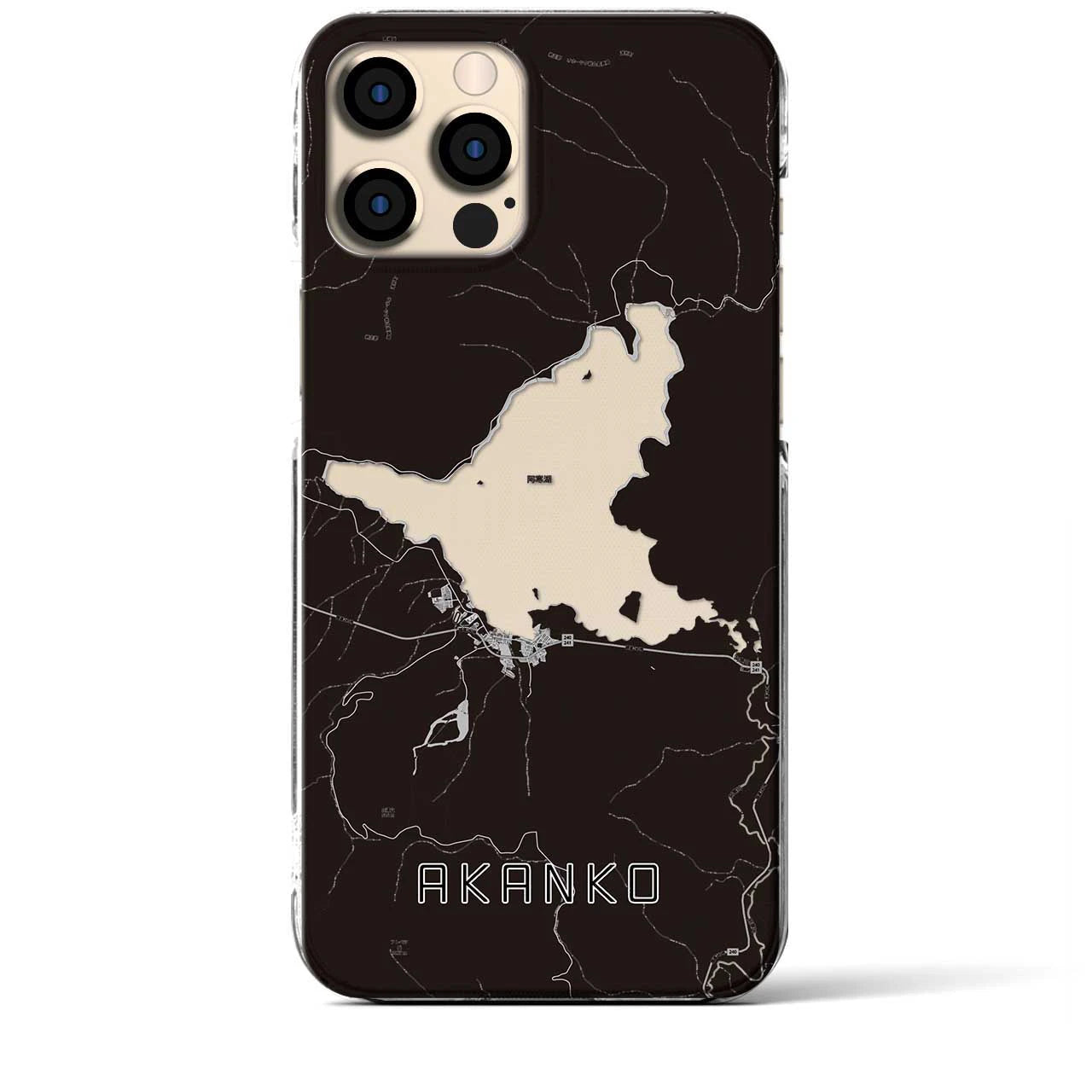 【阿寒湖（北海道）】地図柄iPhoneケース（クリアタイプ）