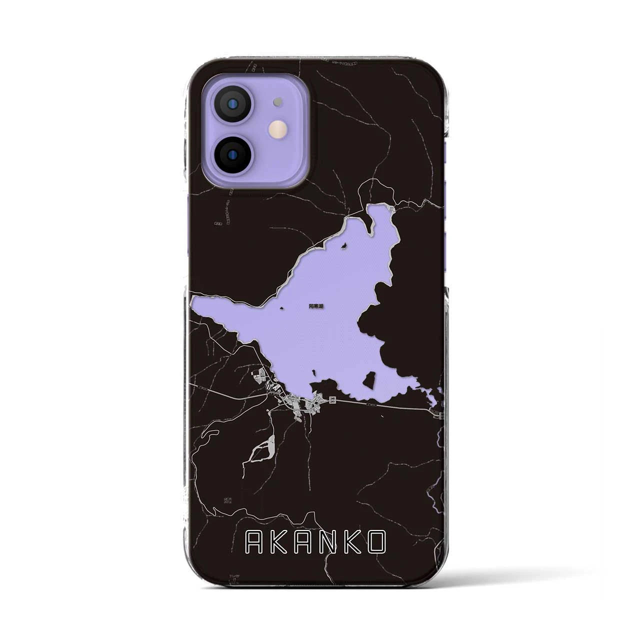 【阿寒湖（北海道）】地図柄iPhoneケース（クリアタイプ）