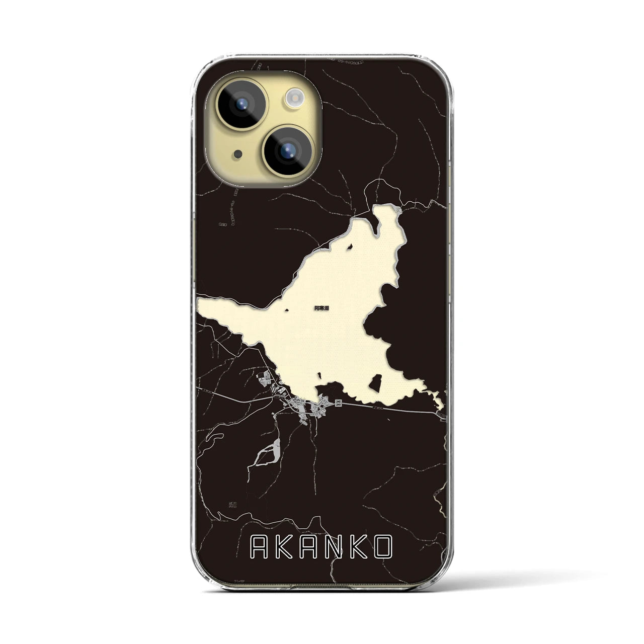 【阿寒湖（北海道）】地図柄iPhoneケース（クリアタイプ）