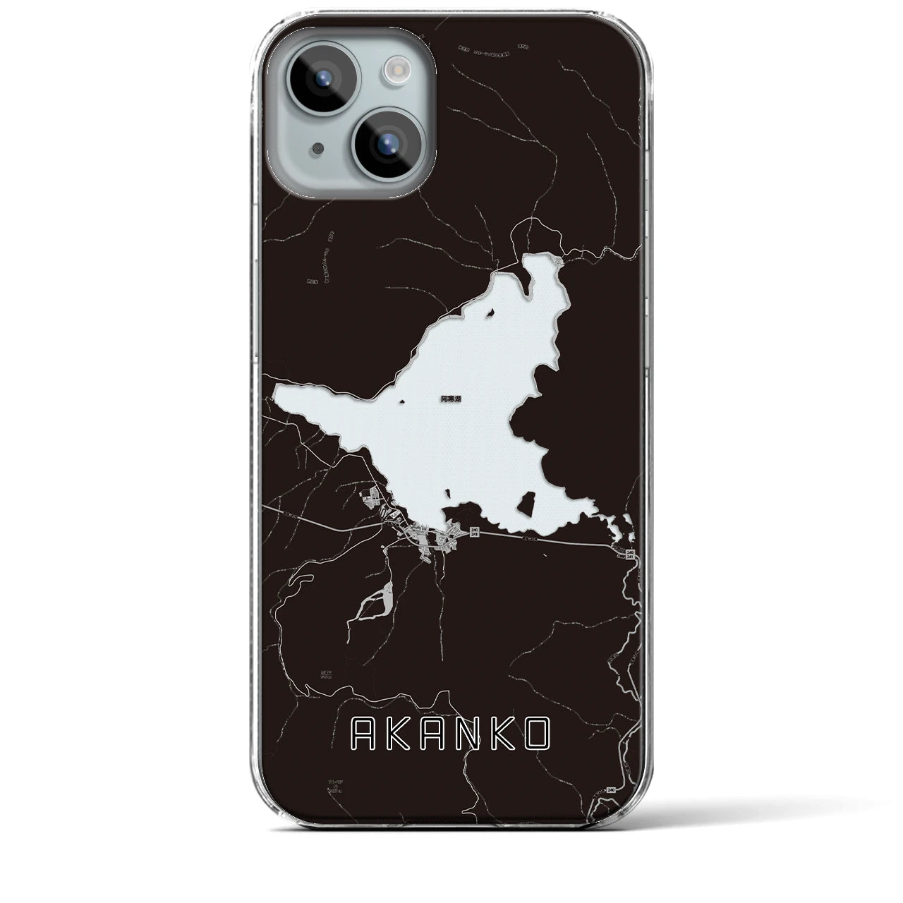 【阿寒湖（北海道）】地図柄iPhoneケース（クリアタイプ）