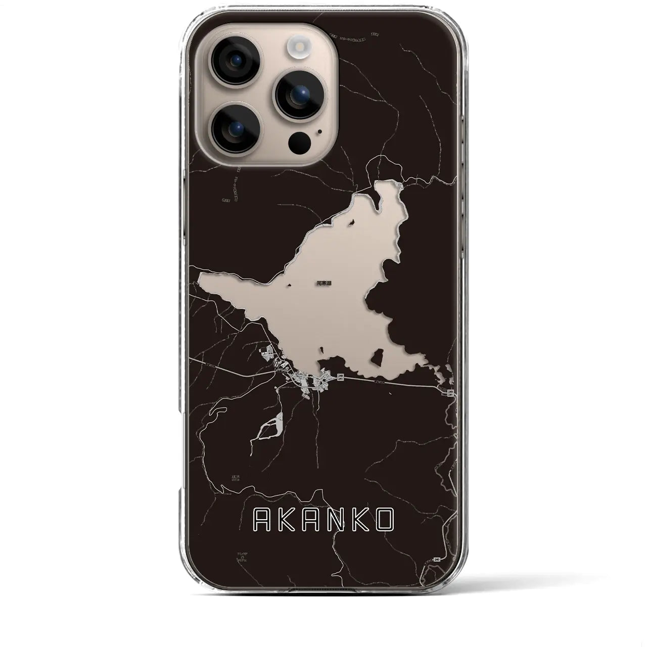 【阿寒湖（北海道）】地図柄iPhoneケース（クリアタイプ）