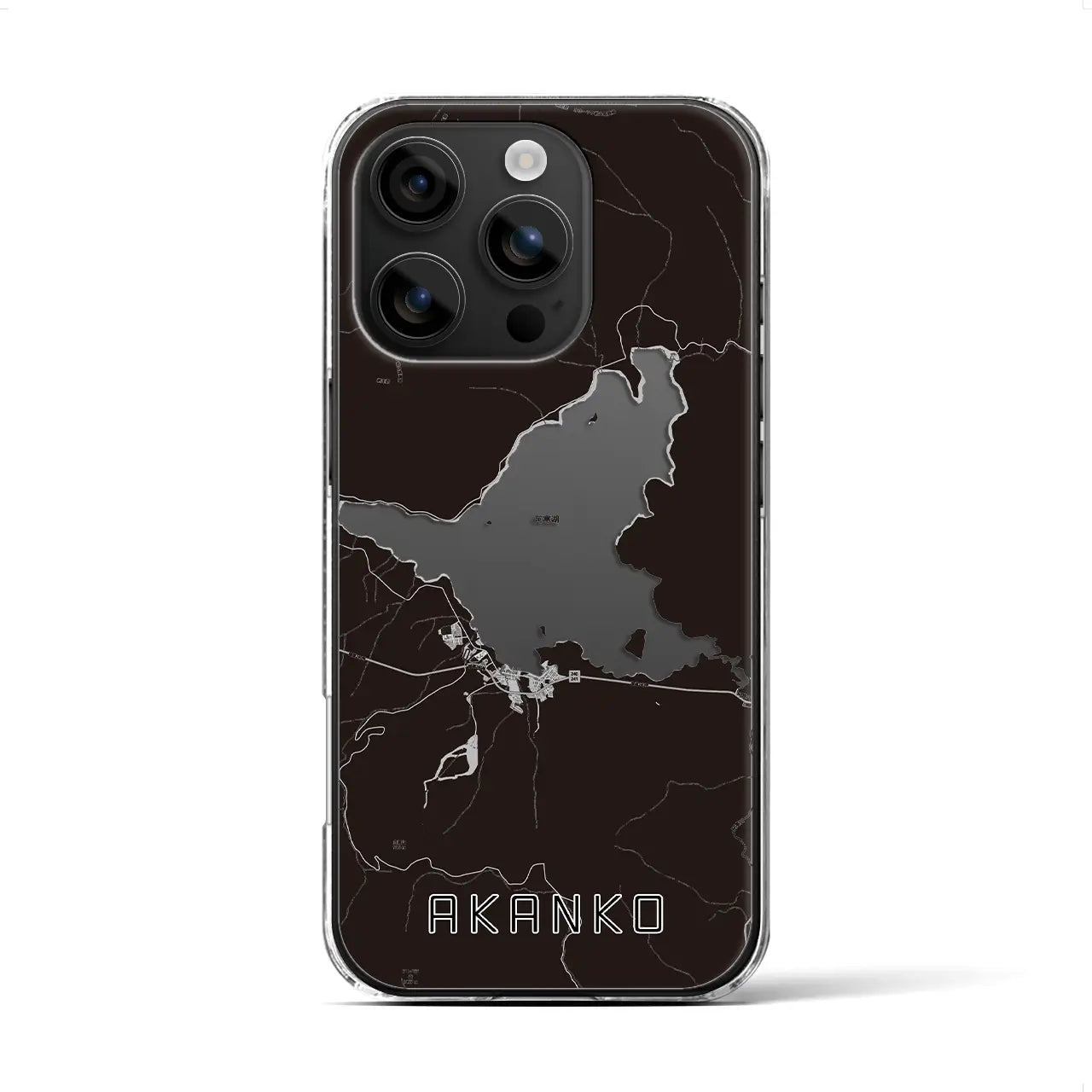 【阿寒湖（北海道）】地図柄iPhoneケース（クリアタイプ）
