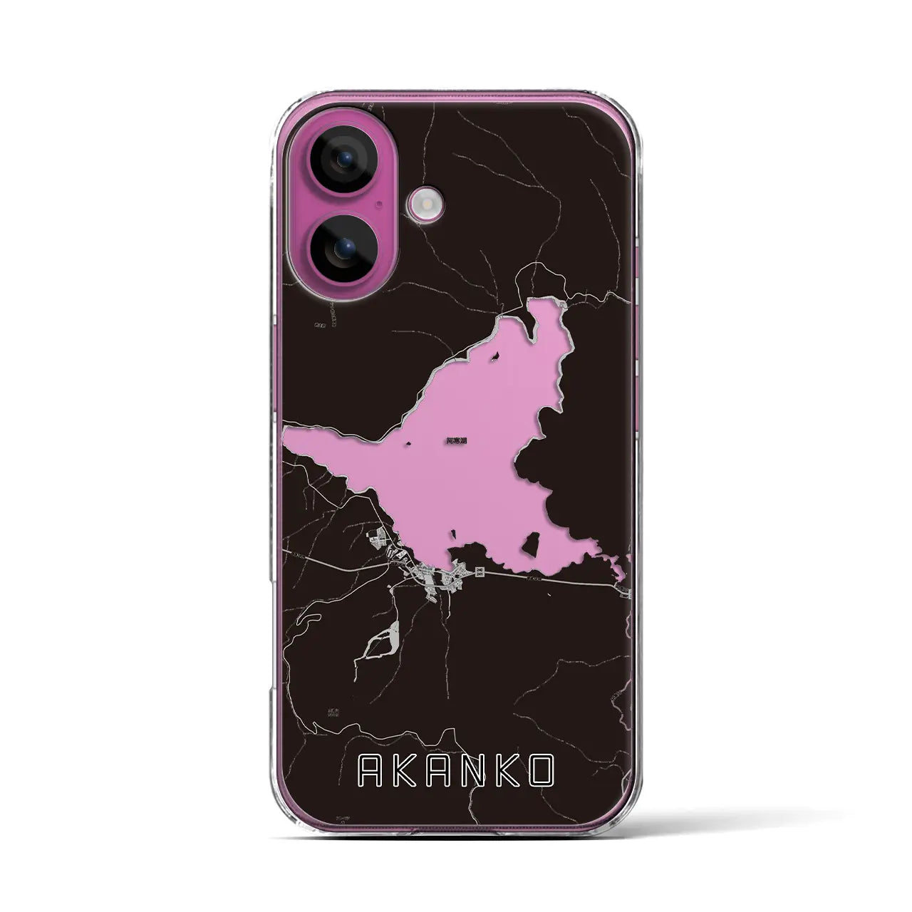 【阿寒湖（北海道）】地図柄iPhoneケース（クリアタイプ）