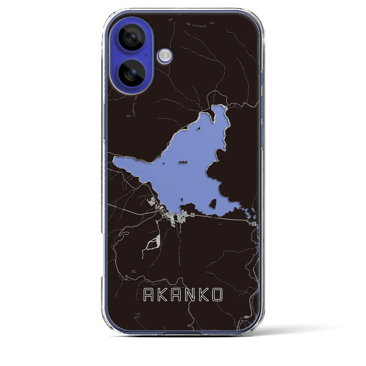 【阿寒湖（北海道）】地図柄iPhoneケース（クリアタイプ）