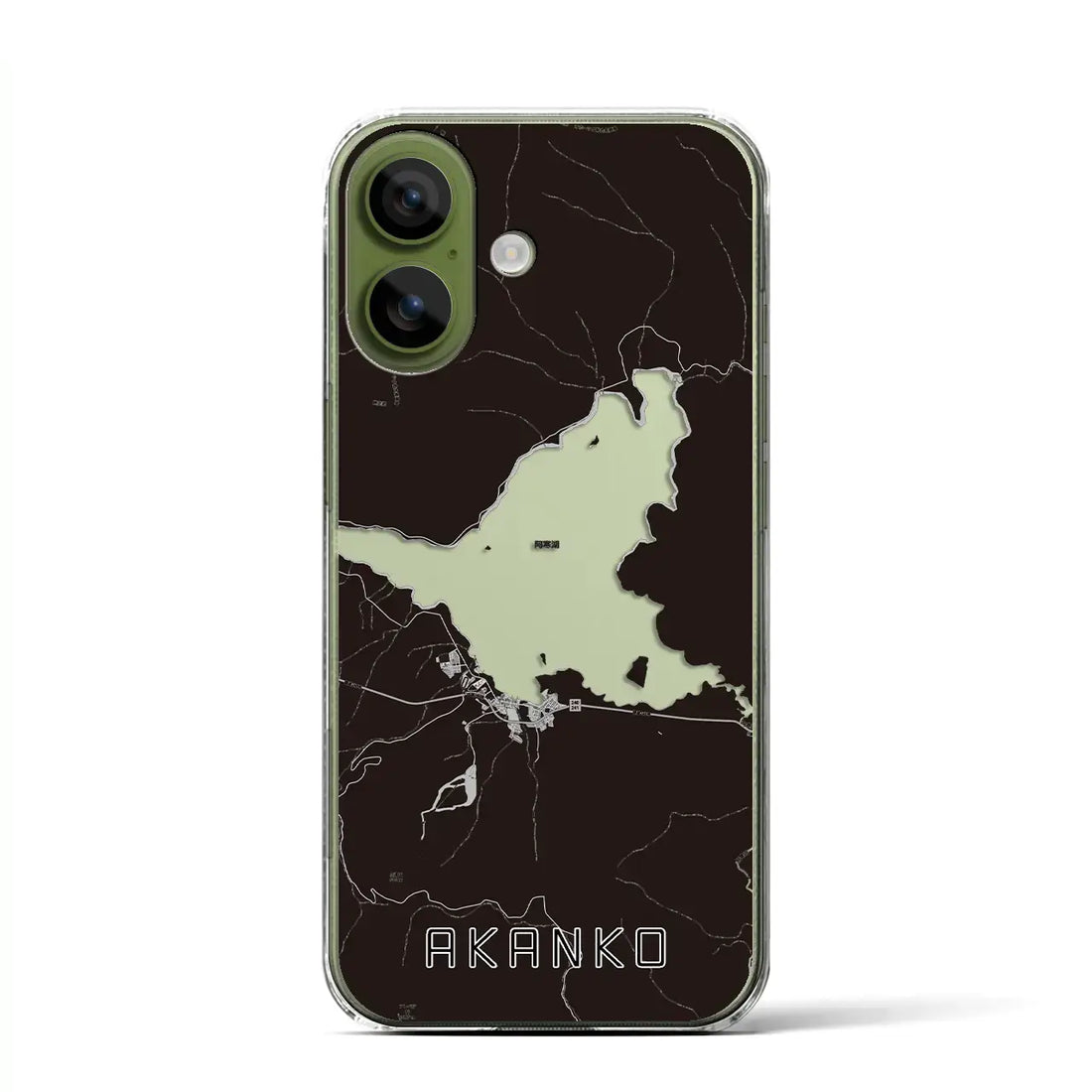 【阿寒湖（北海道）】地図柄iPhoneケース（クリアタイプ）モノトーン・iPhone 17 Pro Max 用