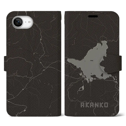 【阿寒湖（北海道）】地図柄iPhoneケース（手帳タイプ）