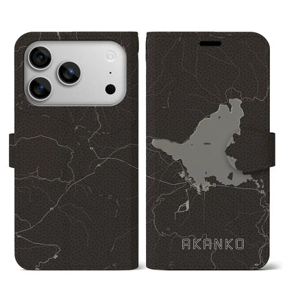 【阿寒湖（北海道）】地図柄iPhoneケース（手帳タイプ）