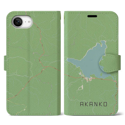 【阿寒湖（北海道）】地図柄iPhoneケース（手帳タイプ）