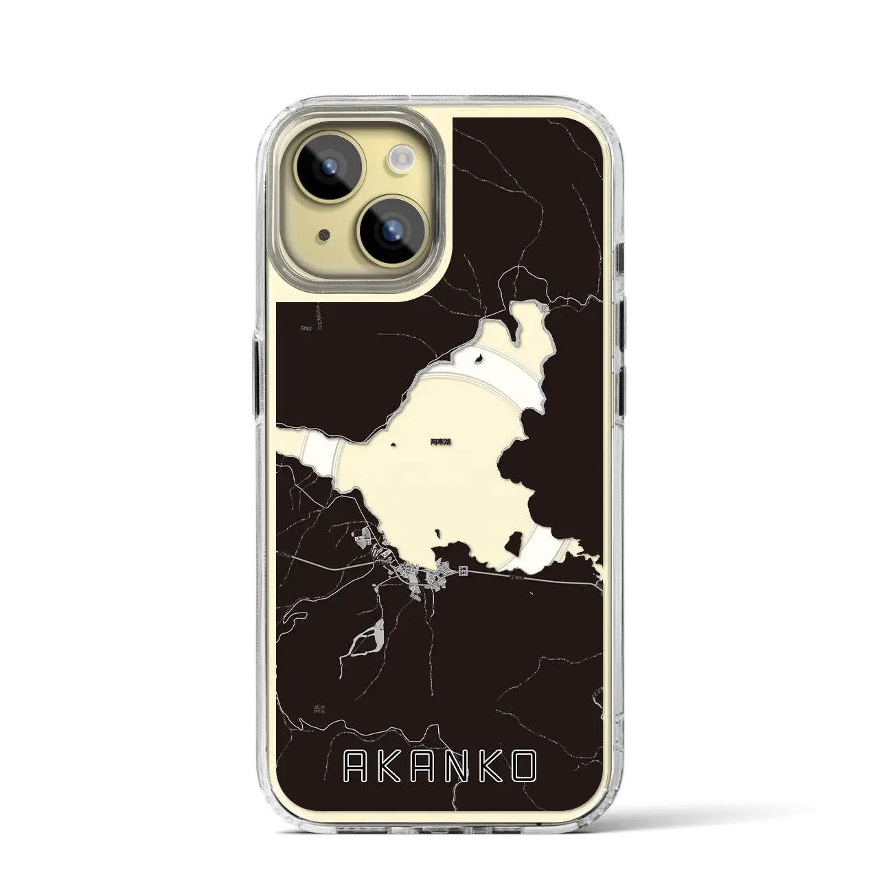 【阿寒湖（北海道）】地図柄iPhoneケース（MagSafeタイプ）