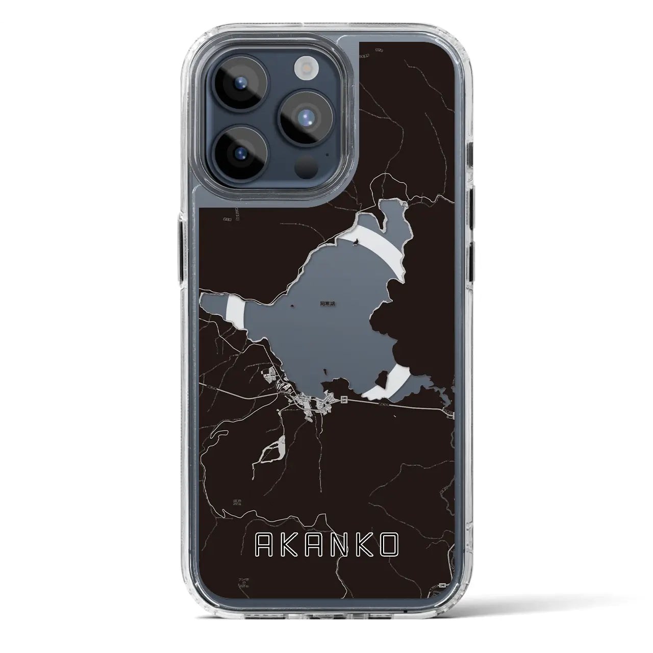 【阿寒湖（北海道）】地図柄iPhoneケース（MagSafeタイプ）