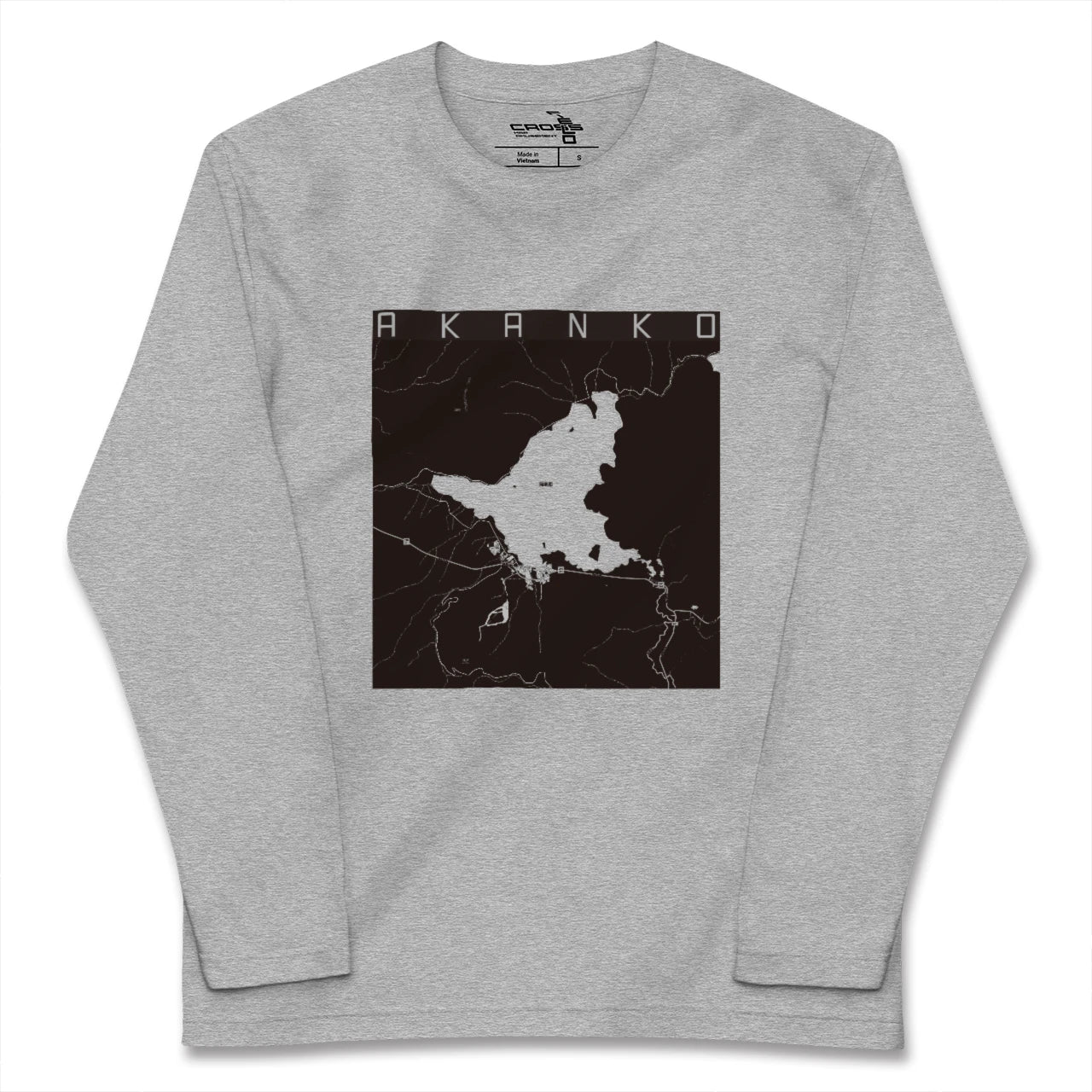 【阿寒湖（北海道）】地図柄ロングスリーブTシャツ