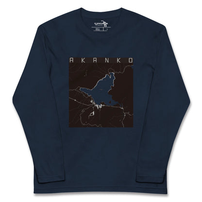 【阿寒湖（北海道）】地図柄ロングスリーブTシャツ