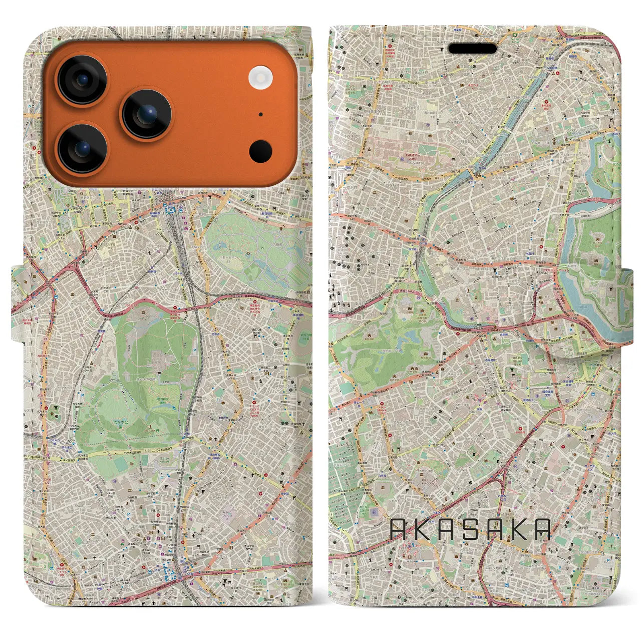 【赤坂（東京都）】地図柄iPhoneケース（手帳タイプ）