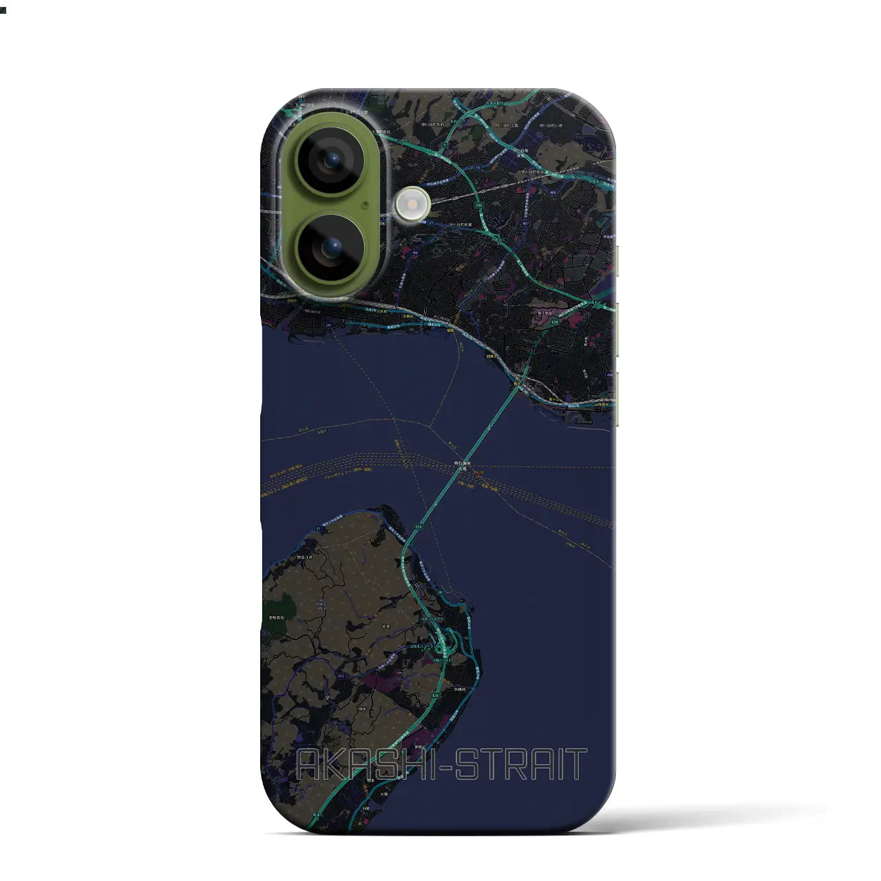 【明石海峡（兵庫県）】地図柄iPhoneケース（バックカバータイプ）