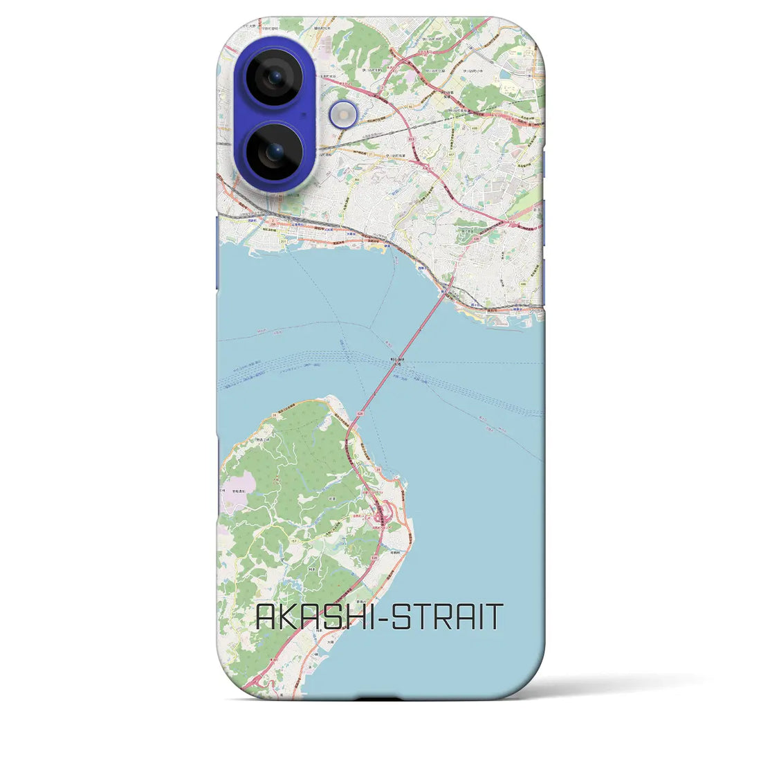 【明石海峡(兵庫県)】地図柄iPhoneケース(バックカバータイプ)ブラック・iPhone 16 Pro Max 用