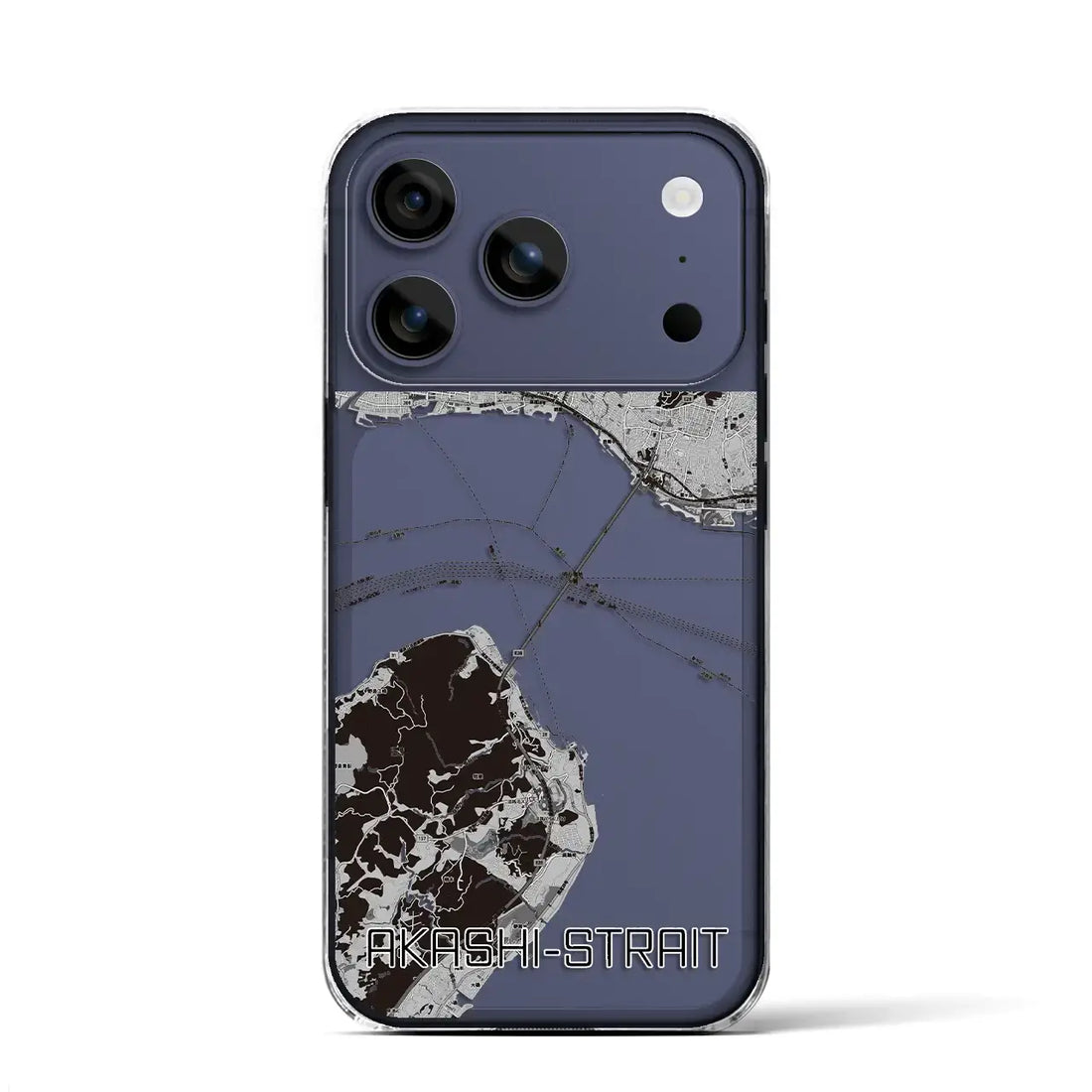 【明石海峡（兵庫県）】地図柄iPhoneケース（クリアタイプ）モノトーン・iPhone 17 Pro Max 用