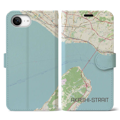 【明石海峡（兵庫県）】地図柄iPhoneケース（手帳タイプ）