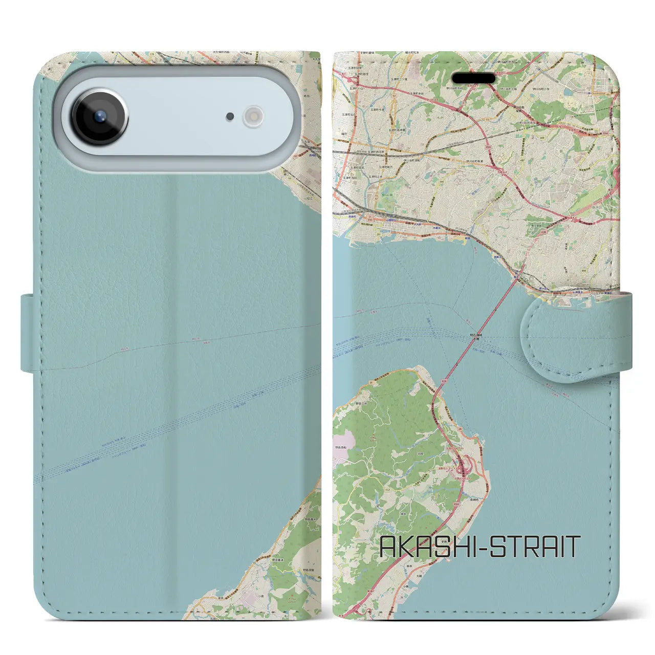 【明石海峡（兵庫県）】地図柄iPhoneケース（手帳タイプ）