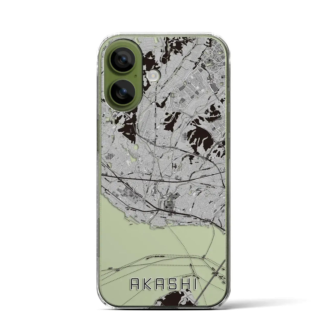 【明石（兵庫県）】地図柄iPhoneケース（クリアタイプ）モノトーン・iPhone 17 Pro Max 用